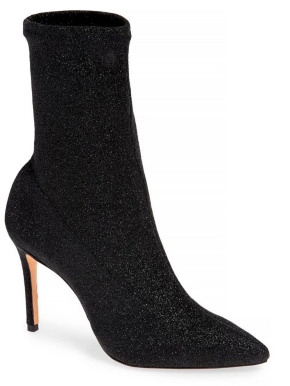 Schutz Sciarpe Black Glitter Pointed Toe Stiletto Sock Boots Size 10
